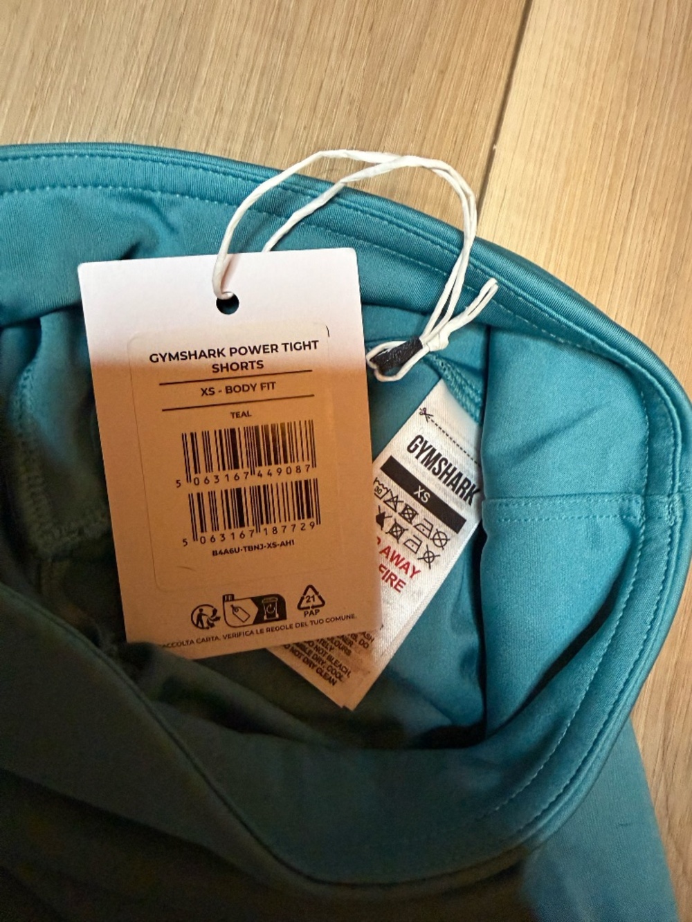 Gymshark Power Tight Shorts XS | Teal Scrunch High Waisted Biker Shorts NWT - Picture 3 of 3